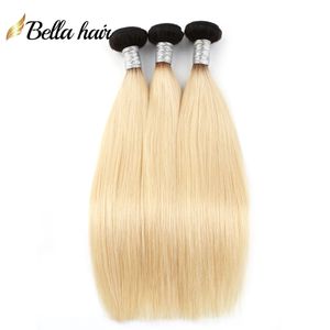 1b/613 ombre loira onda corporal pacote de cabelo humano raízes escuras de cabeça cheia de cabelos retos de trama 3pcs/lote 11a nota superior