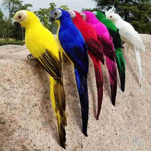 25cm Simulation Parrot Creative Feather Lawn Figurine Ornament Animal Bird Outdoor Garden Party Prop Decoration Miniature