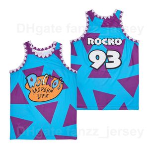 Film #93 Rockos Modern Life Basketball Formalar Hip Hop Nefes Alabilir Takım Mavi Renkli Hiphop Lisesi Spor Hayranları Saf Pamuk Gömlek Üniforma Mükemmel Kalite