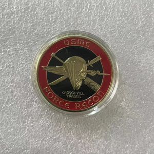 Hediyeler Amerika Birleşik Devletleri Deniz Piyadeleri Hatıra Sikke USMC Kuvvet Recon Kafatası Desen Hatıra Altın Kaplama Koleksiyon Coin.CX