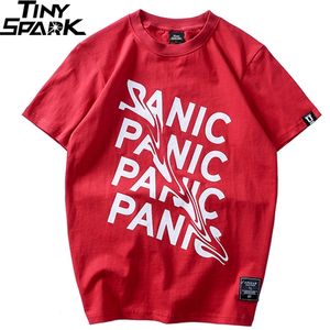 2020 Summer T-shirt Panic Lettre Imprimer manches courtes Hip Hop drôle T-shirt Streetwear Casual T-shirts coton Tops Tee New Fashion LJ200827