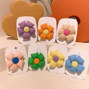 2022 New Fashion Children's Hairpins Sweet Girl Beautiful Colorful Fabric Cotton Filling Flower Duckbill Clip Hair Accessories