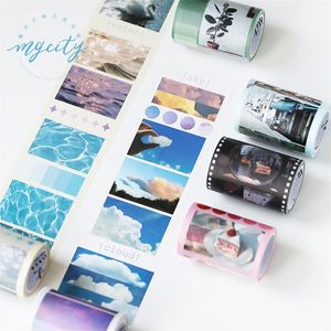 Blue Sky Cloud Washi Bant DIY Scrapbooking Çıkartma Etiket Maskeleme Bant Okulu Ofis Tedarik Japon Kırtasiye T200229 2016