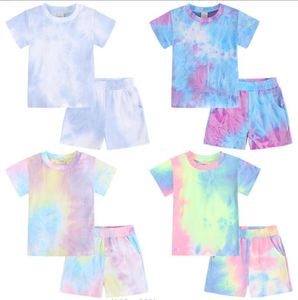 2022 Summer Kids clothes Two Piece Sets Short Sleeve Bandhnu Print Top +Short Casual Clothing Set size 80-140cm For Girl And Boy