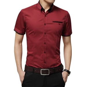 Arrival Brand Men's Summer Business Shirt Short Sleeves Turn-down Collar Tuxedo Shirt Men Shirts Big Size 5XL 210701