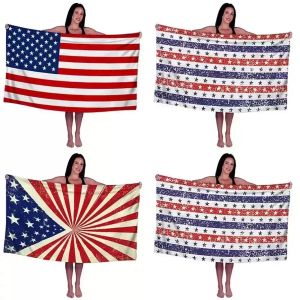 Microfiber Beach Towel American Flag Bath Towels Digital Printing Sunscreen Soft Absorbent Various Patterns