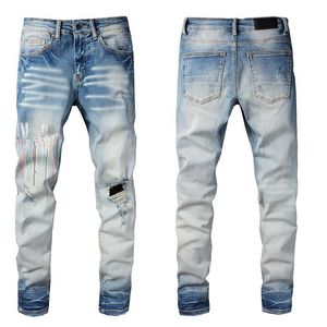 Tasarımcı kot pantolon denim nakış pantolon moda delikleri pantolon beden 28-40 hip hop sıkıntılı fermuar pantolon erkek 2024