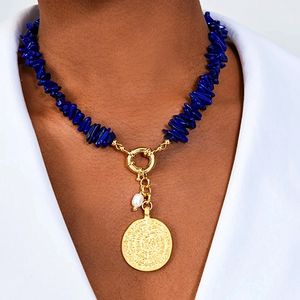 2021 Winter Neue Kies Halskette Tinte Blau Natürliche Barocke Perle Indische Anhänger Weihnachten Geschenk Boutique Schmuck