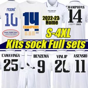 Maglie da calcio Finali Benzema 21/22/23 Champions 14 maglietta da calcio camicia da calcio Camiappera Alaba Hazard Asensio Modric Marcelo Valverde Kits Kits Set completo