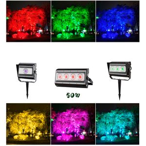 COB Spotlight LED Lawn Lamp Landscape 85-280V R/G/B/Y/ICE BLÅ/W/WWW 10W 20W 30W 50W Vattentät Courtyard Garden Tree Lights