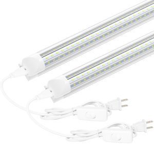 Jesled T8 Integrated 6000K LED -rörlampor 4ft 45W Kall vit transparent täckning D -formade rör Light Shop Garage Office