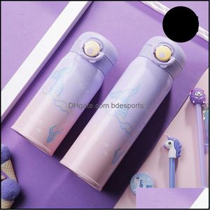 Mugs Drinkware Kitchen Dining Bar Home Garden Cartoon Mermaid Mug Custom Student Stainless Steel Bouncing Ins Cup Wholesale Water Bottle