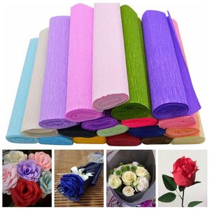 Party Decoration 250x25cm 1 Roll Diy Flower Making Crepe Papers Wrapping Flowers Gifts Packing Material Handgjort papper Craft Decorparty