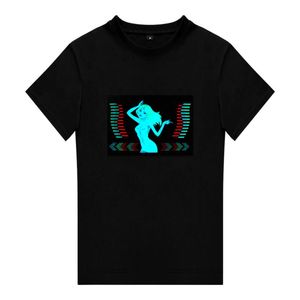 Magliette da uomo 2022 T-shirt lampeggiante El con pannello LED attivo con suono incredibile all'ingrosso per feste da bar