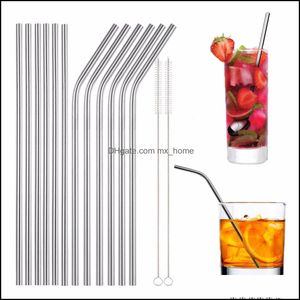 Reusable Stainless Steel Metal Drinking St Bent And Straight Type Cleaner Brush For Home Party Bar Accessories Drop Delivery 2021 Sts Barwar