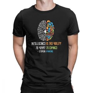 % 100 Pamuk Tee Gömlek İstihbarat Erkekler T Gömlek Zeka Vintage Bilim Sloganı T-Shirt 220408 Değiştirmek İçin Adapte Olabilme Yeteneğidir