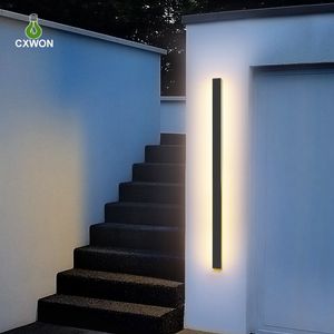 Lâmpadas de parede de parede LED longas ao ar livre modernas IP65 cm de cm de luminária de suporte de jardim de garagem decoração da porta da frente k quente k branco frio branco