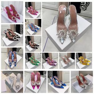 2022 scarpe eleganti Begum bowknot farfalla pompe in PVC sandali tacchi alti strass sandali con diamanti trasparenti brillano punta punta punta fine scarpe di cristallo estive da donna sexy