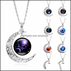 Pendant Necklaces Pendants Jewelry Vintage Moon Phase Necklace Starry Sky Face Outer Space Dark Universe Camo Gemstone Drop Delivery