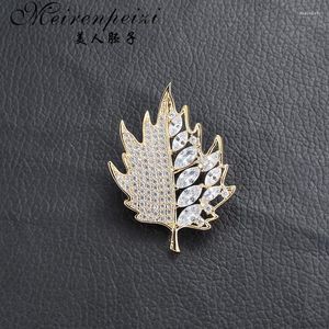 Pins broszki Meirenpeizi duże złotą broszkę pinową kostium roślin biżuteria dla kobiet przyjęcie weselne