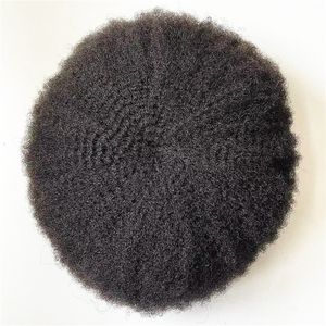 4mm Afro Wave Male Toupees Indian Virgin Human Hair Pieces Hand Made Full Lace Unit för svarta män