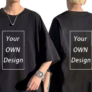 Homens / Mulheres Camisetas de Algodão Personalizadas DIY Texto Imagem Impressão Roupas de Alta Qualidade Soltas Oversize Moletons Casuais 5 Cores 220609