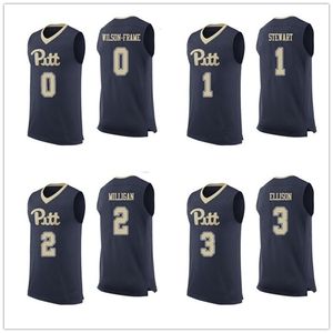 Nikivip Pittsburgh Panthers Pitt College 0 Jared Wilson-Frame Jerseys de Basquete 1 Parker Stewart 2 Jonathan Milligan 3 Malik Ellison Mens costurado