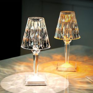 USB Touch Desk Lamp Italy Kartell Simple Fashion LED Laddning Touch Crystal Diamond Table Lamps