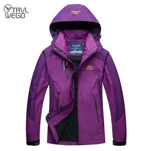 TRVLWEGO Camping Wanderjacke Damen Herbst Outdoor Sport Mäntel Klettern Trekking Windjacke Reisen Wasserdicht Lila Rosy 220516