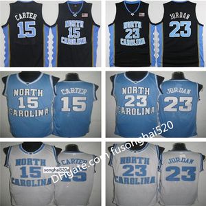 NCAA Vince Carter UNC Trikot North Carolina 15 Vince Carter Blau Weiß Genähtes NCAA College Basketball Fast de Trikots