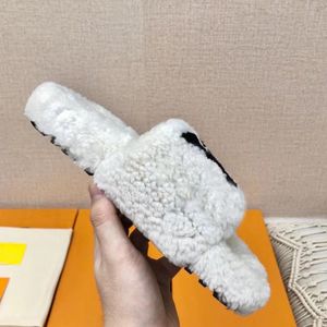 PARIS Plataforma Plush Furry Chinelos Feminino Paseo Comfort Flat Mules sapatos de lã flats luxo Designer Moda Sandálias fofas de pele de carneiro tamanho 35-41