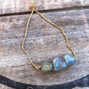 Wholesale blue gifts ideas resale online - Beaded Strands Labradorite Adjustable Bracelet Bolo Blue Flash Gift Ideas For Her Layering Stacking Danity CuffBeaded Lars22