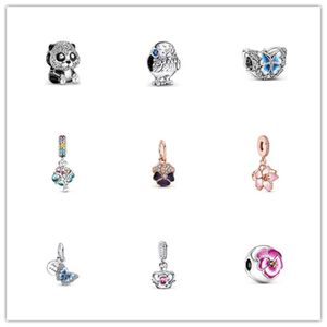 Sterling silver s925 lösa pärlor pärlor charms designer original fit pandora armband färgglada blomma hängsmycken modetillbehör kvinnors semestergåvor