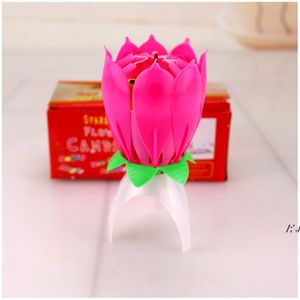 Lotus Music Canle Lotus 노래 생일 파티 케이크 음악 플래시 캔들 꽃 음악 촛불 케이크 액세서리 휴일 용품 JLB15256