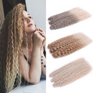 Costume Accessories Synthetic 22 Inch Kinky Curly Soft Twist Crochet Hair Braid Hair Ombre Blonde PinkDeep Wave Braiding Hair Extension