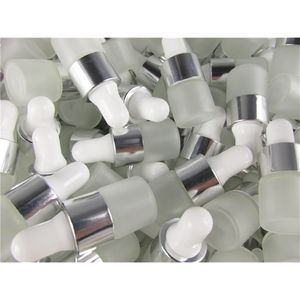 100pcs/lot 1ml 2ml 3ml 5ml temiz buzlu cam damla şişe kavanozları kozmetik parfüm esansiyel yağ şişeleri için pipet ile şişe 220726