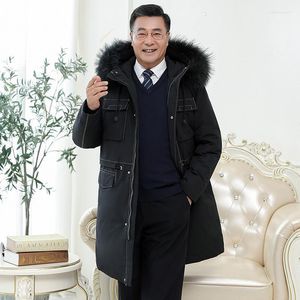 Męska kurtka Parkas Winter Medium Fur Futro płaszcz 2022 Koreańska w średnim wieku zagęszczona sukienka taty phin22