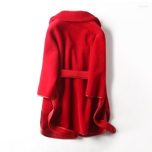 여자 모피 가짜 겨울 진짜 코트 여성 옷 2022 PU 가죽 자켓 양모 코트 양면 착용 Manteau Femme Hiver KJ1046