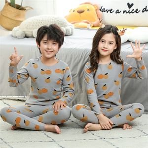 Pyjamas för barn Autumn Winter Baby Girls kläder Pyjama Set Teenager Boys Casual Sleepwear Kids Thermal Underwear 2 till 14 Y 220507