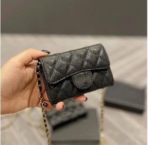 Borsa da donna con patta Borse firmate Caviale nero/pelle di agnello Portafoglio a catena Titolari di passaporto Portacarte Monete Portafogli Designer Donna Borsa a tracolla BORSE Borsa da donna 11 cm