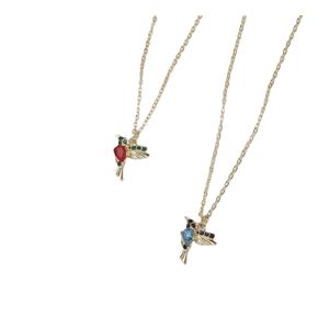 Naszyjniki wiszące moda kreatywne kryształowy zwierzę kolibra naszyjka złoty łańcuch obojczyka jaskółka ptak biżuteria z krążeniem dostawa dhar6