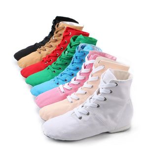 Wholesale dancing men for sale - Group buy Womens Over the Ankle Jazz Dance Shoes Lace Up Canvas Split Sole Ballroom Modern Dancing Boots Mens Suede Indoor Flat274c