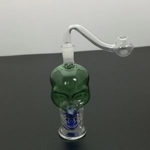 Glaspfeifen Rauchen Manufaktur Mundgeblasene Wasserpfeife Mini-Wasserpfeife aus Glas mit Farbkontrast und Totenkopfknochen