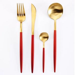 Flatware Sets European Style High-end Western Restaurant Exquisite Table Knife, Fork, Tea Spoon, Golden Four-piece Set