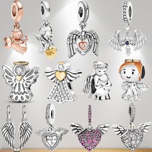 Charms ciondolo in argento sterling 925 per Pandora Scatola originale Eros Wing Feather Beads Gifts European Bead Charms Bracciale Collana