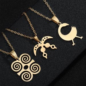 Pendant Necklaces Africa Symbol Stainless Steel African Akofena Dwennimmen Adinkra Sankofa Symbols Ghanaian Ethnic Jewelry GiftsPendant