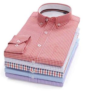 Plus Size 10XL 9XL 8XL 7XL 6XL 5XL Men Business Long Sleeve Plaid Shirt Loose Cotton Casual Office Striped Brand Shirt Male 210331