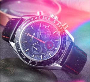 Top model mens watch 42mm Tutti i quadranti lavorano cronometro orologi movimento al quarzo foro vera pelle Super Luminous Sapphire Orologi impermeabili montre de luxe