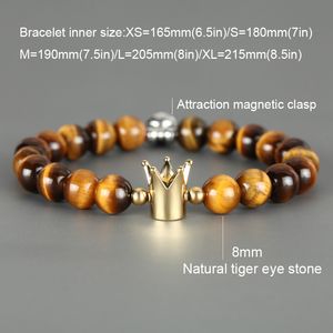 19cm Novo moda Black Onyx Fios de fios de pulseira Tigre Tiger Magnetic Atrair Crown Casy Strands Bracelets Acessórios de jóias