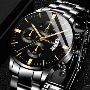 ReloJ hombre moda erkekler paslanmaz çelik lüks takvim kuvars bilek esi insan saati Montre Homme Y220707